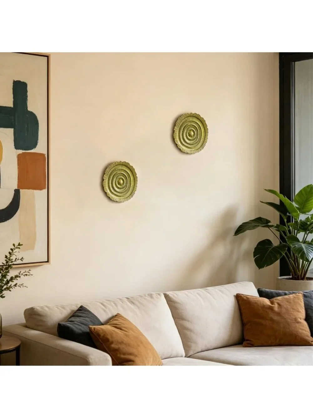 Rustic Yellow Metal Flower Sunburst Wall Art | 10'' Floral Decor for Home